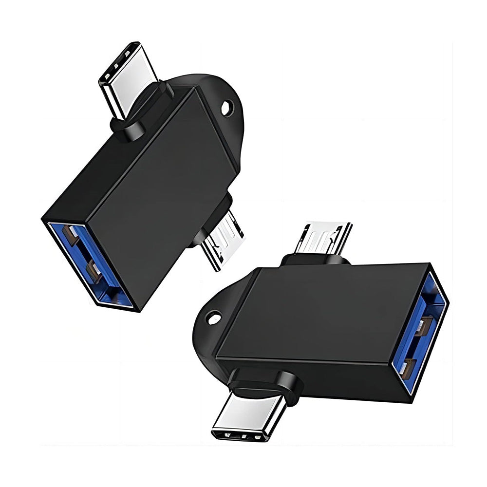 Adaptér OTG microUSB / USB-C - USB-A Techsuit A15 AluCoreX, Černý