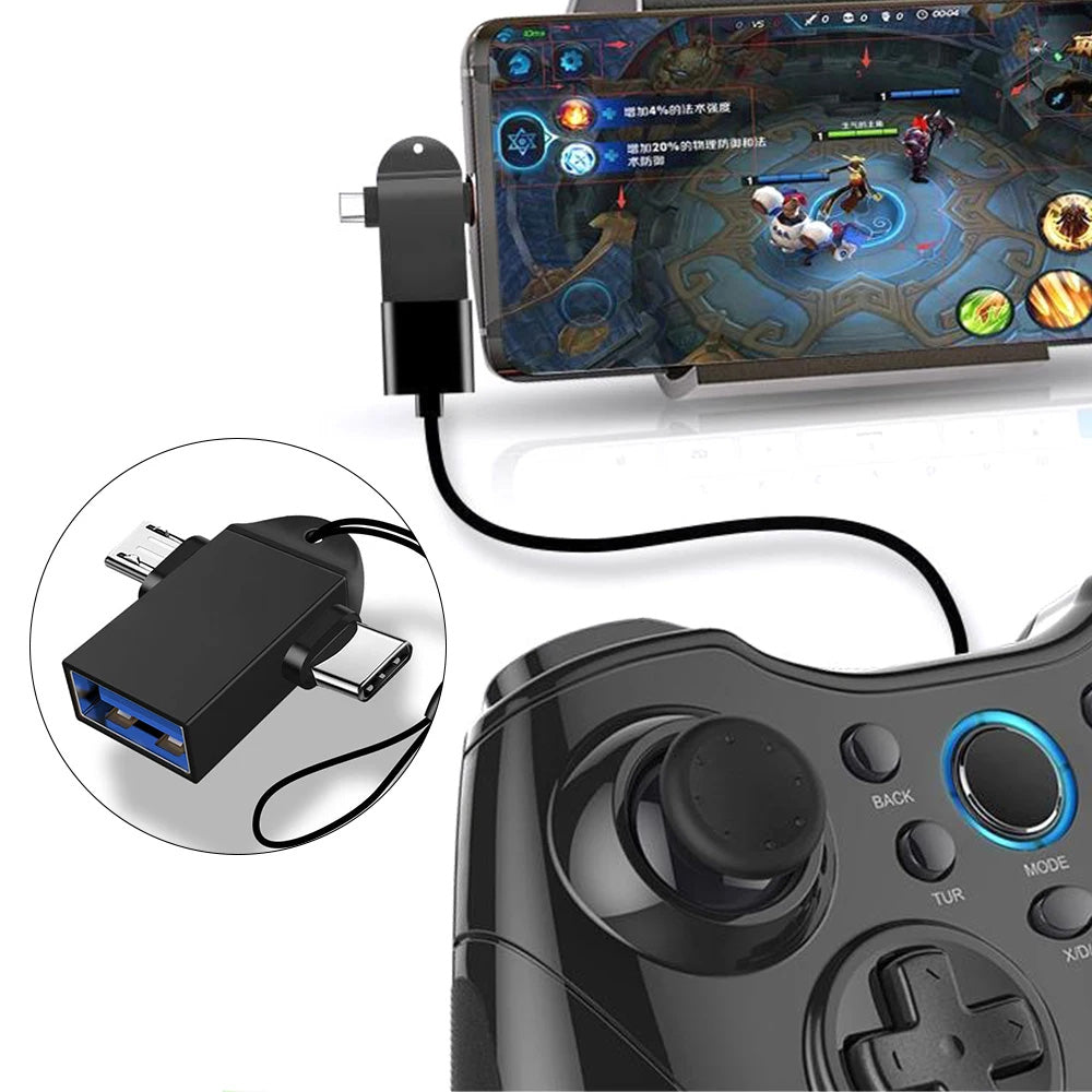 Adaptér OTG microUSB / USB-C - USB-A Techsuit A15 AluCoreX, Černý