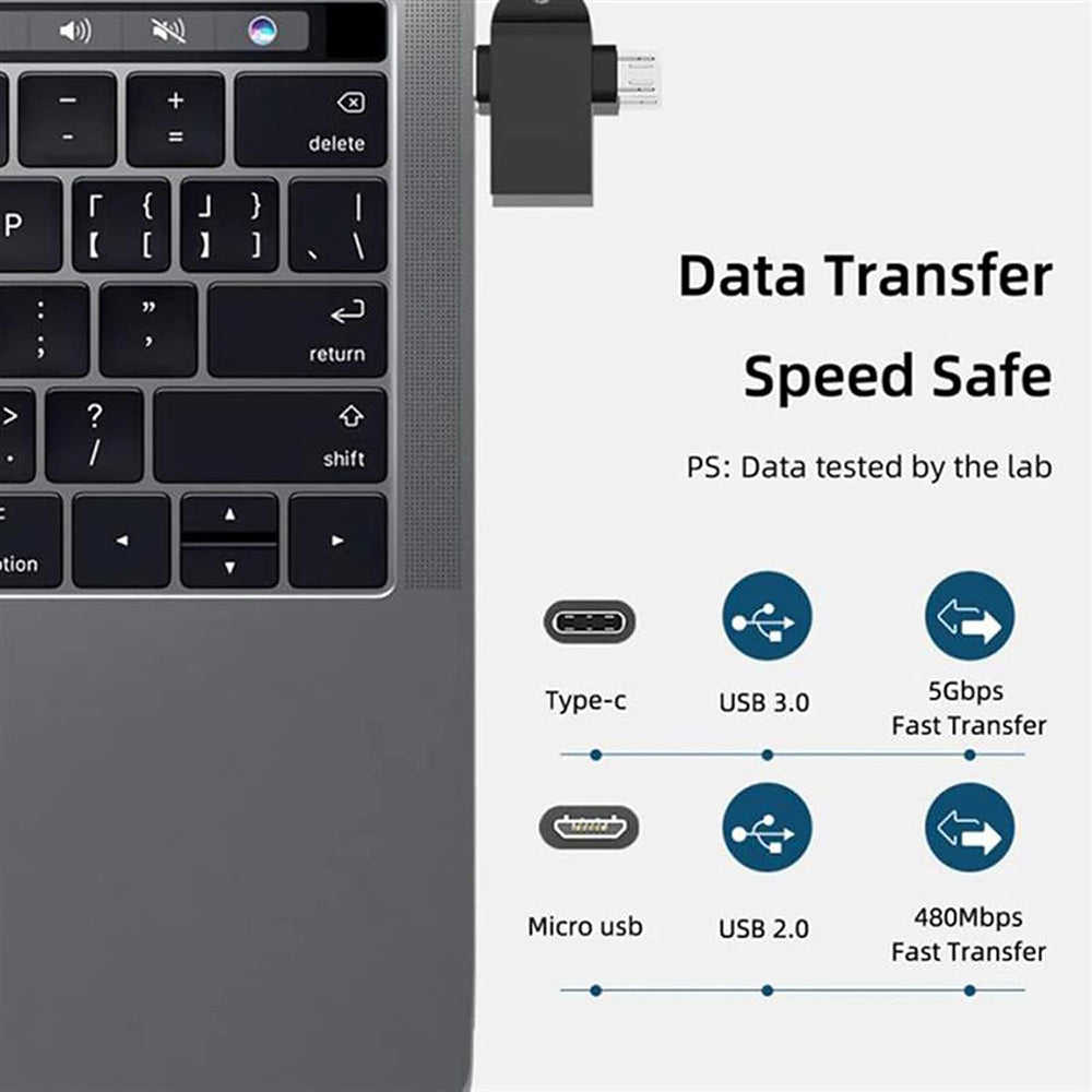 Adaptér OTG microUSB / USB-C - USB-A Techsuit A15 AluCoreX, Černý