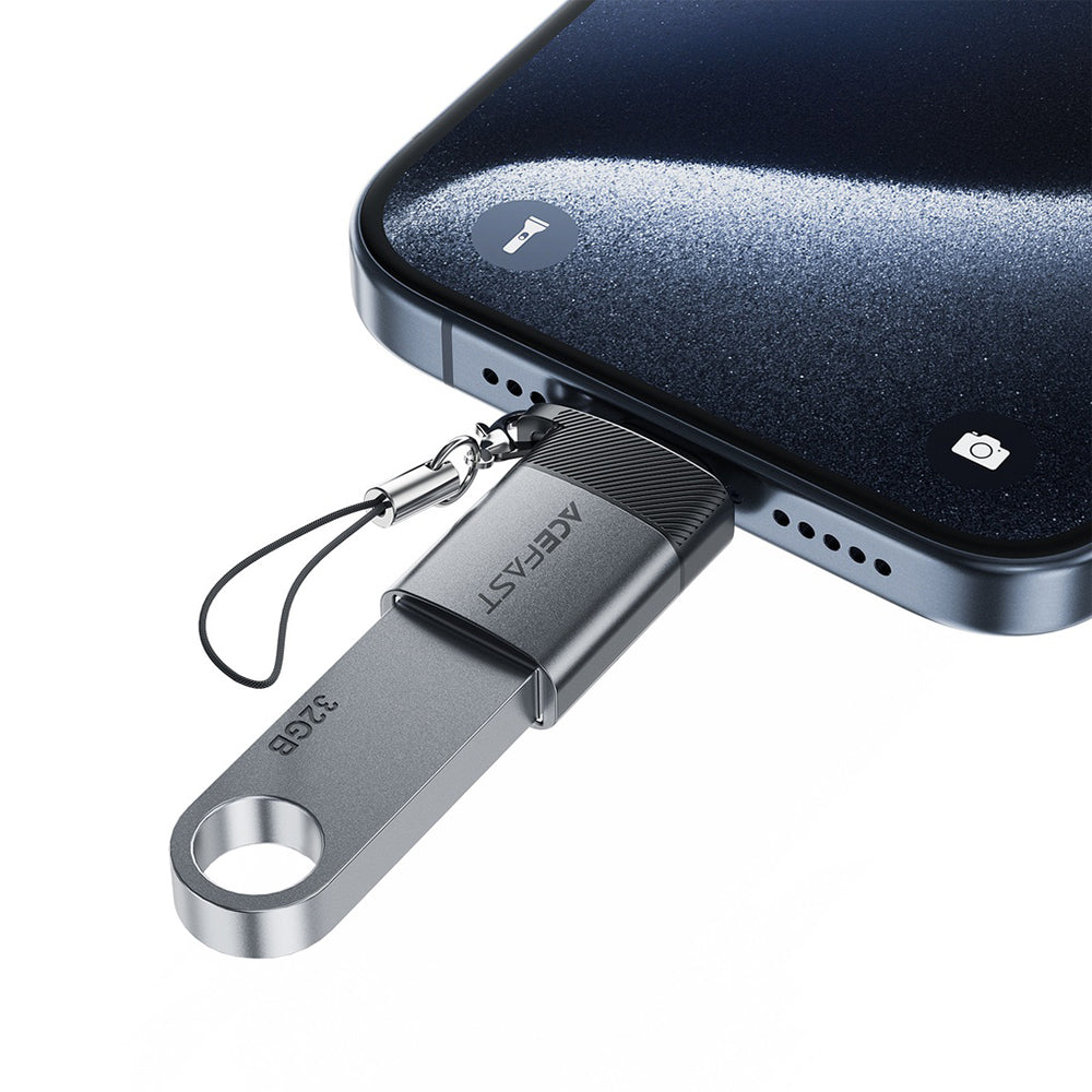 Adaptér OTG USB-C - USB-A Acefast J7, šedý
