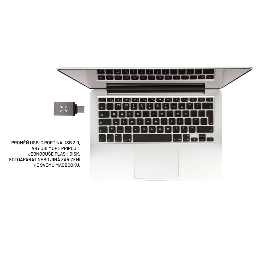 Adaptér OTG USB-C - USB-A Fixed, šedý