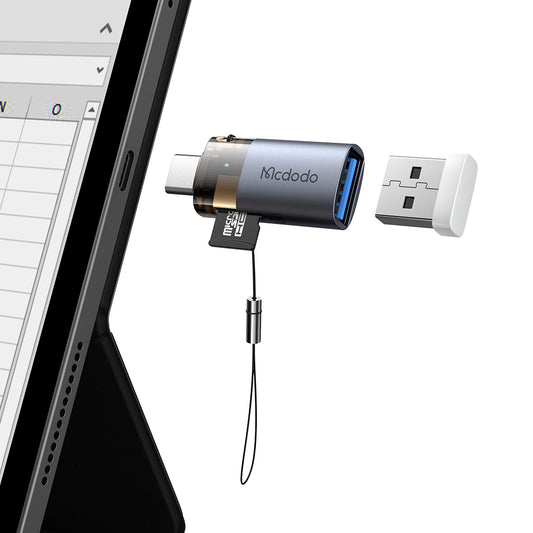 Čtečka karet USB-C McDodo OT-7600, USB-A (OTG) - microSD, Černá