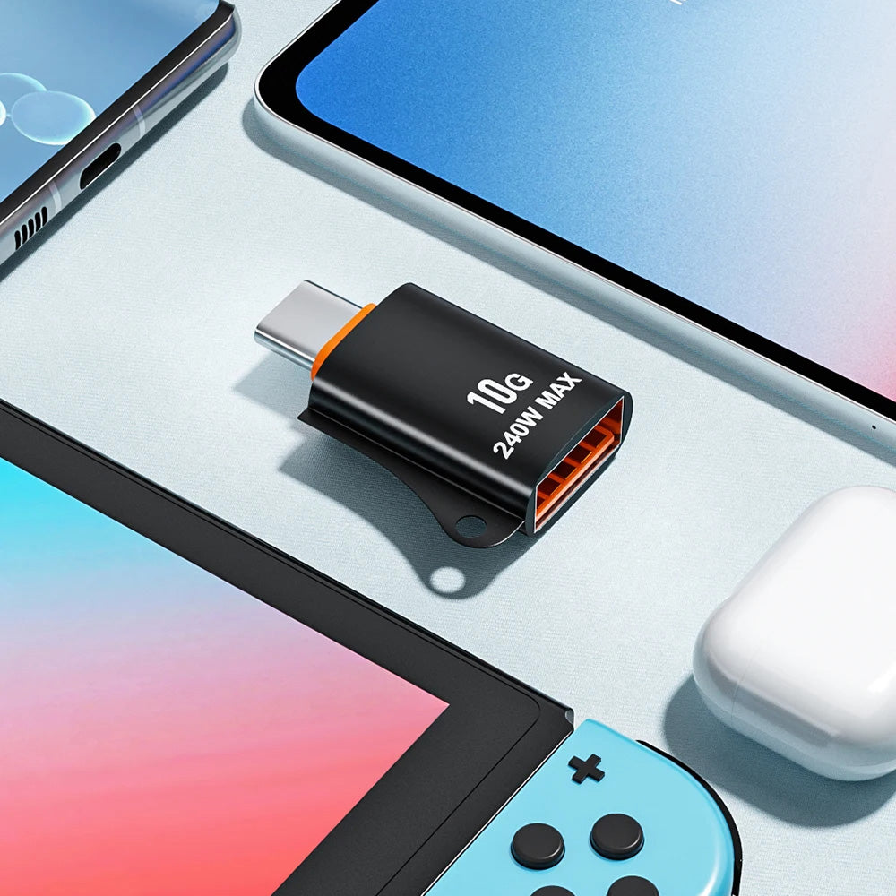 Adaptér OTG USB-C - USB-A Techsuit A1 HyperPort, Černá Oranžová