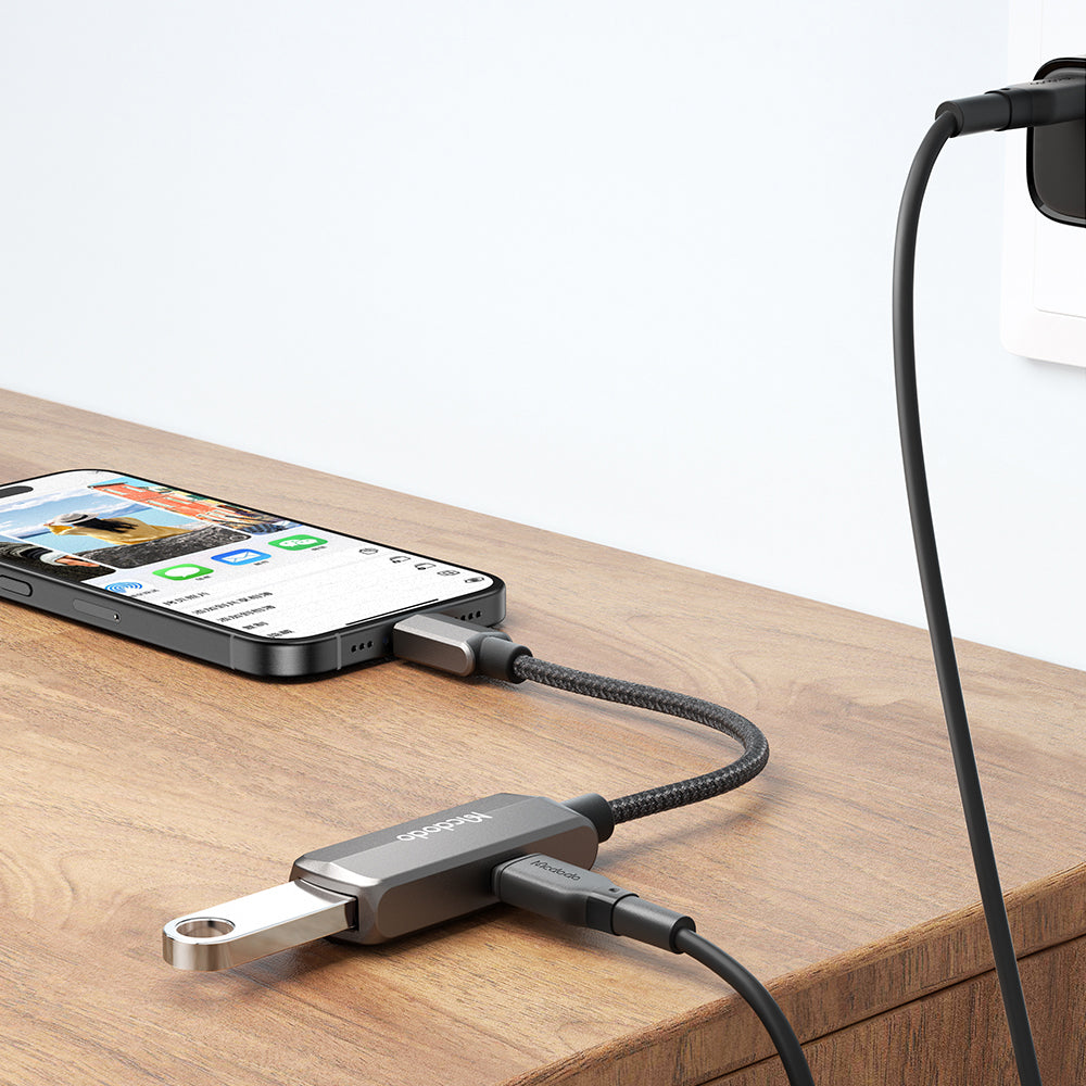 Adaptér OTG USB-C - USB-A / USB-C McDodo CA-2830, Šedý