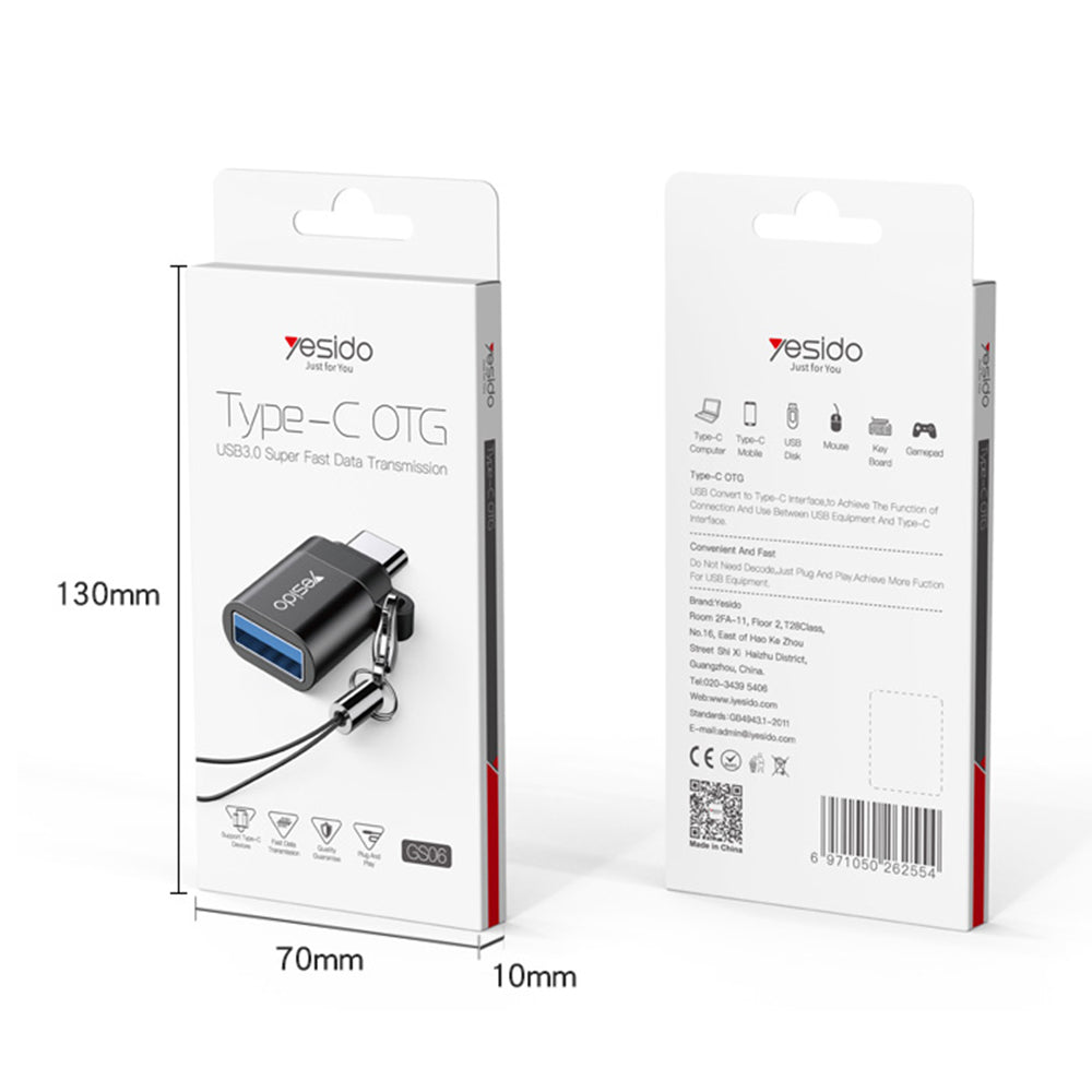 Adaptér OTG USB-C - USB-A Yesido GS06, Černý