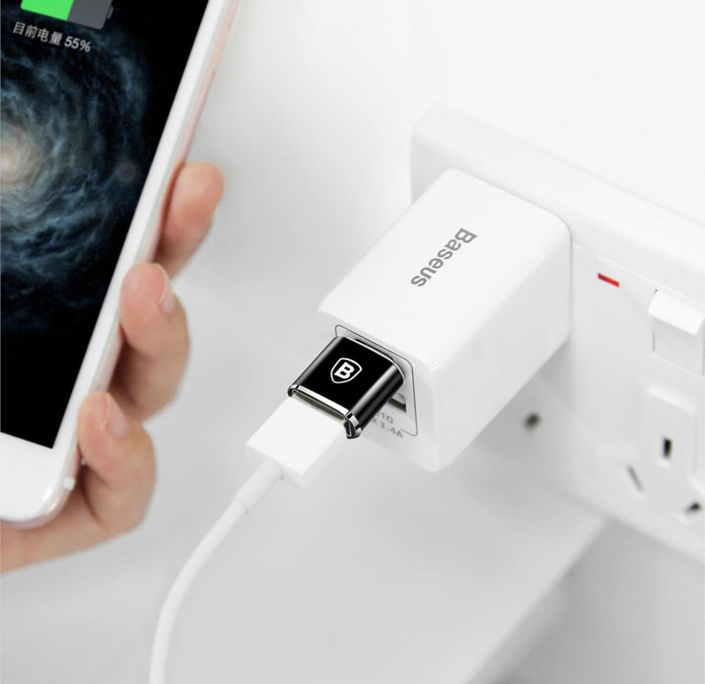 Adaptér OTG USB-C - USB-A Baseus, Černý CATOTG-01