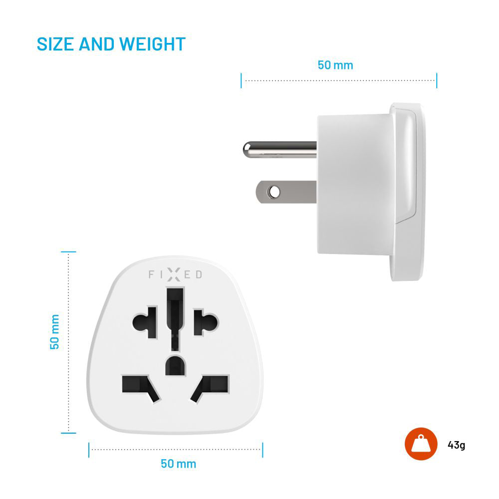 Adaptér síťový Fixed EU / UK / USA - US, bílý