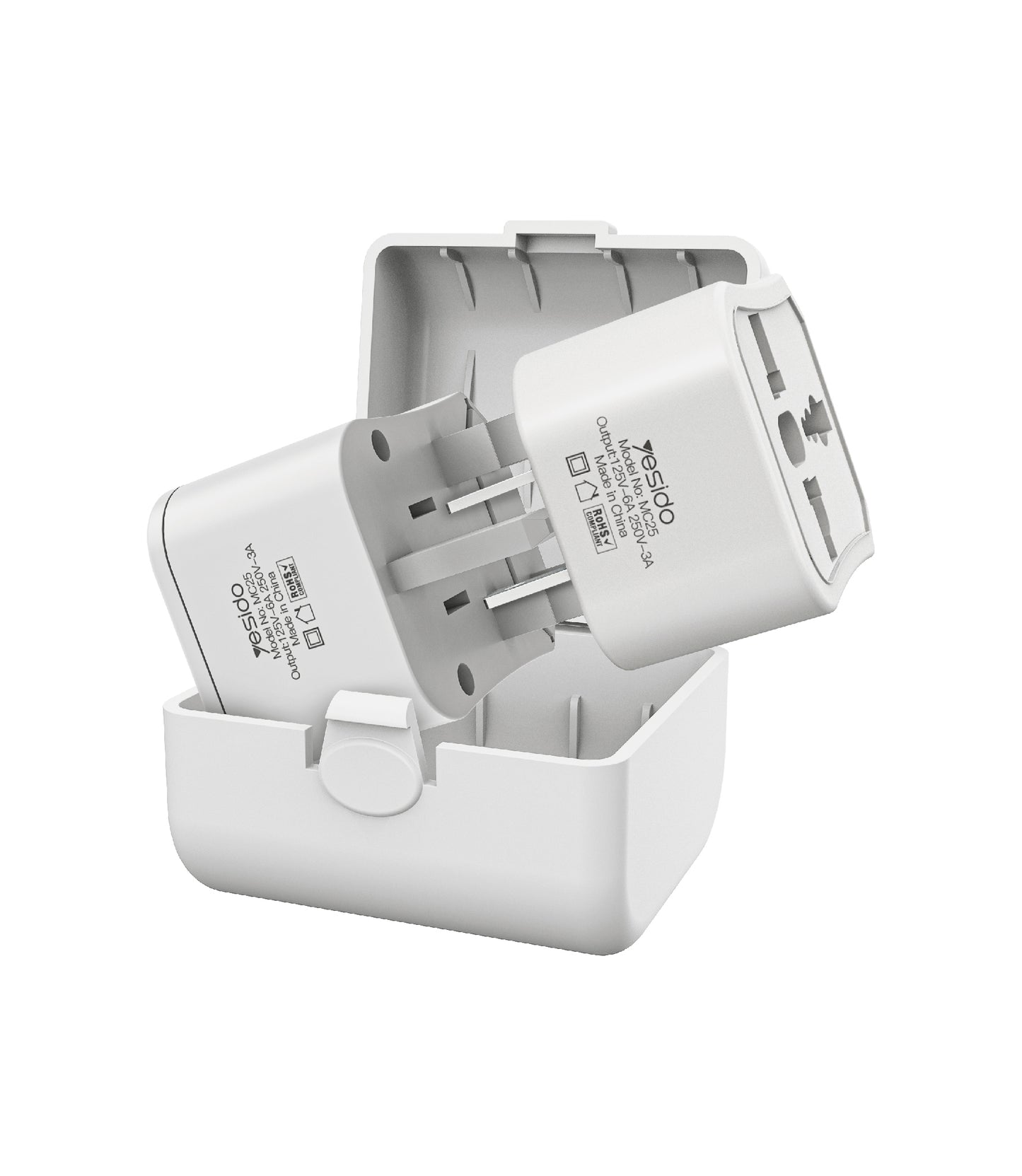 Adaptor síťový Yesido MC25 Travel CN/ US / EU / UK, bílý