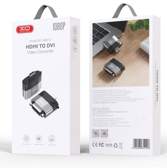 Video adaptér XO Design GB013, HDMI - DVI, 1080P, Šedý