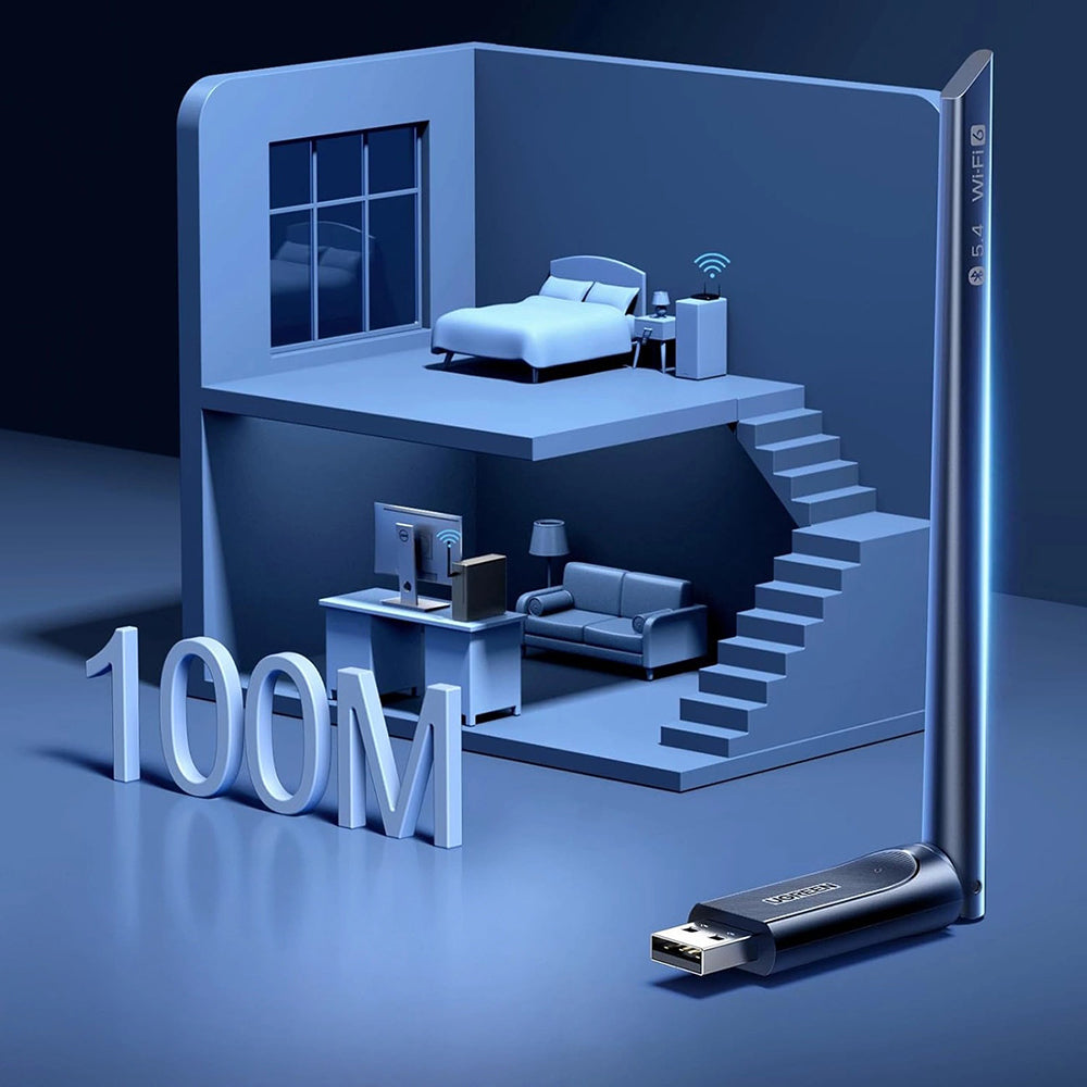 Bezdrátový adaptér UGREEN AX900 (75109), Dual Band, Wi-Fi 6, 600Mbps, černý