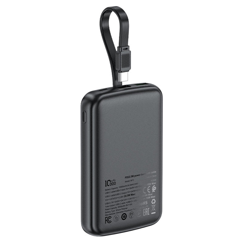 Externí baterie Acefast M13, 10000mAh, 22.5W, QC + PD, 1 x USB-A - 2 x USB-C, černá