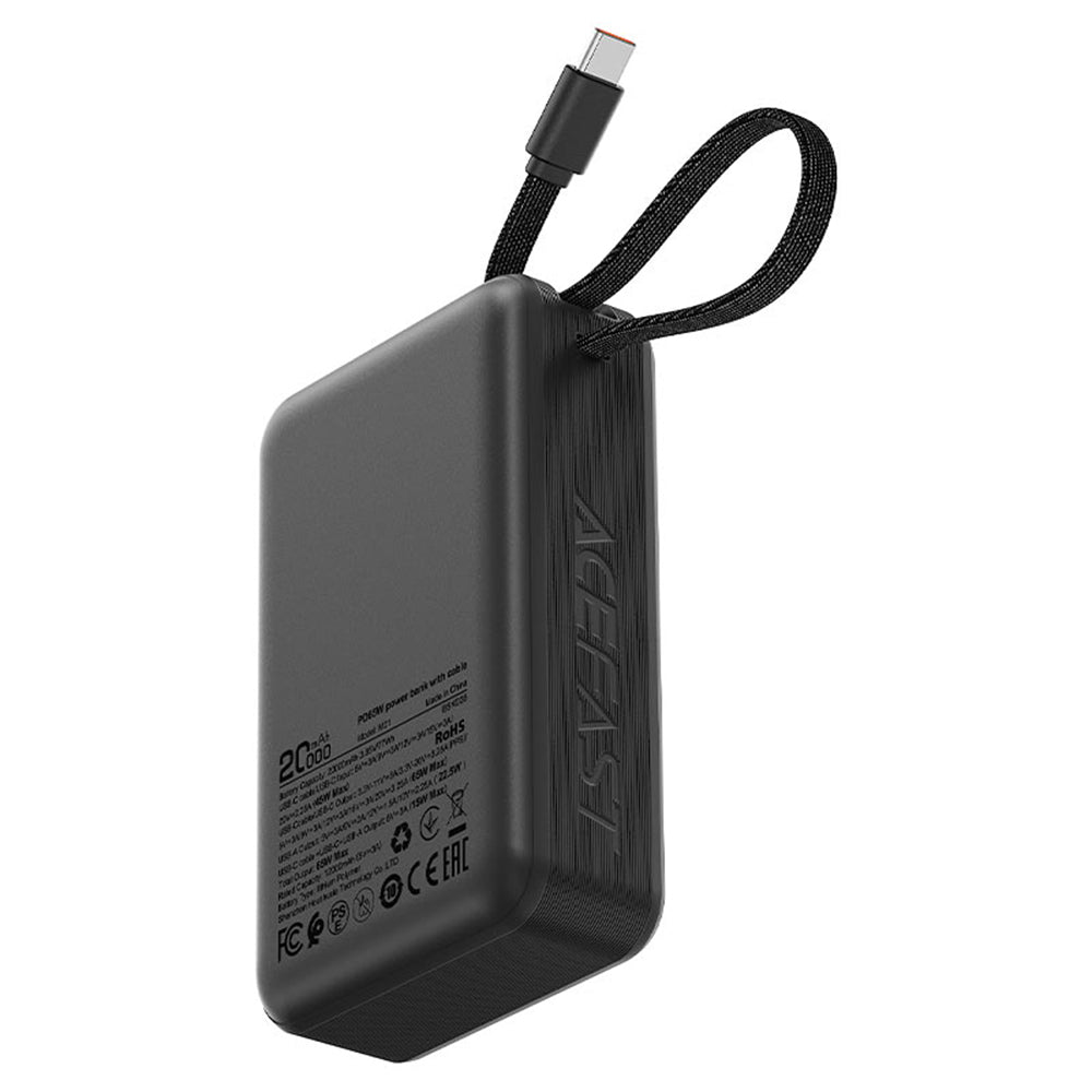 Externí baterie Acefast M21, 20000mAh, 65W, QC + PD, 1 x USB-A - 2 x USB-C, Černá