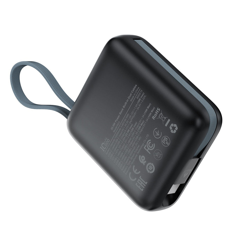 Externí baterie Acefast M23, 10000mAh, 22.5W, QC + PD, 1 x Lightning - 2 x USB-C, šedá