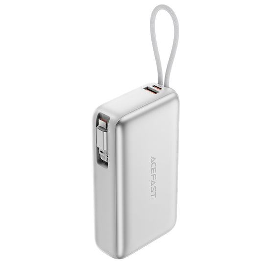 Externí baterie Acefast M34, 20000mAh, 45W, QC + PD, 1 x USB-A - 2 x USB-C, Stříbrná