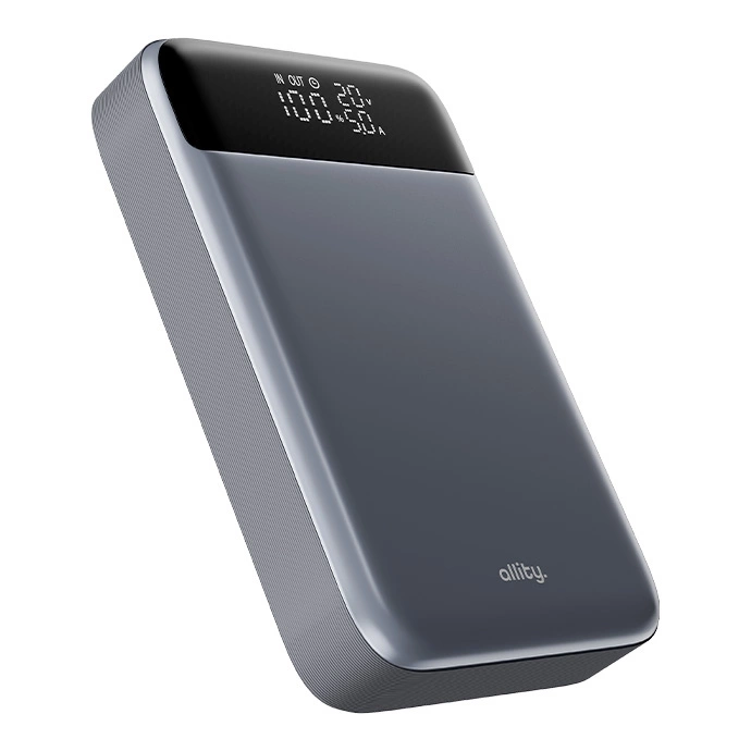 Externí baterie Allity. APB-200 PocketPower, 10000mAh, 33W, QC + PD, 1 x USB-A - 1 x USB-C, Šedá