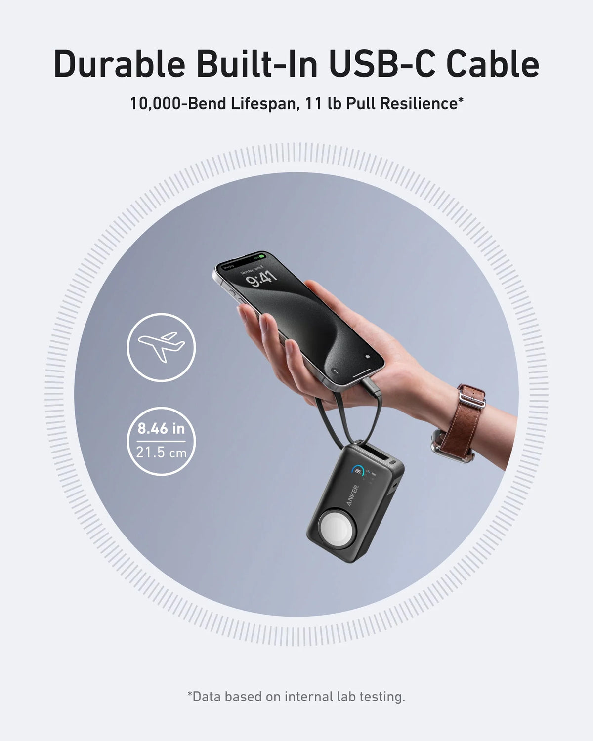 Anker MagGo Wireless External Battery, 10000mAh, 35W, PD + QI, 1 x QI - 2 x USB-C, Black A1657011