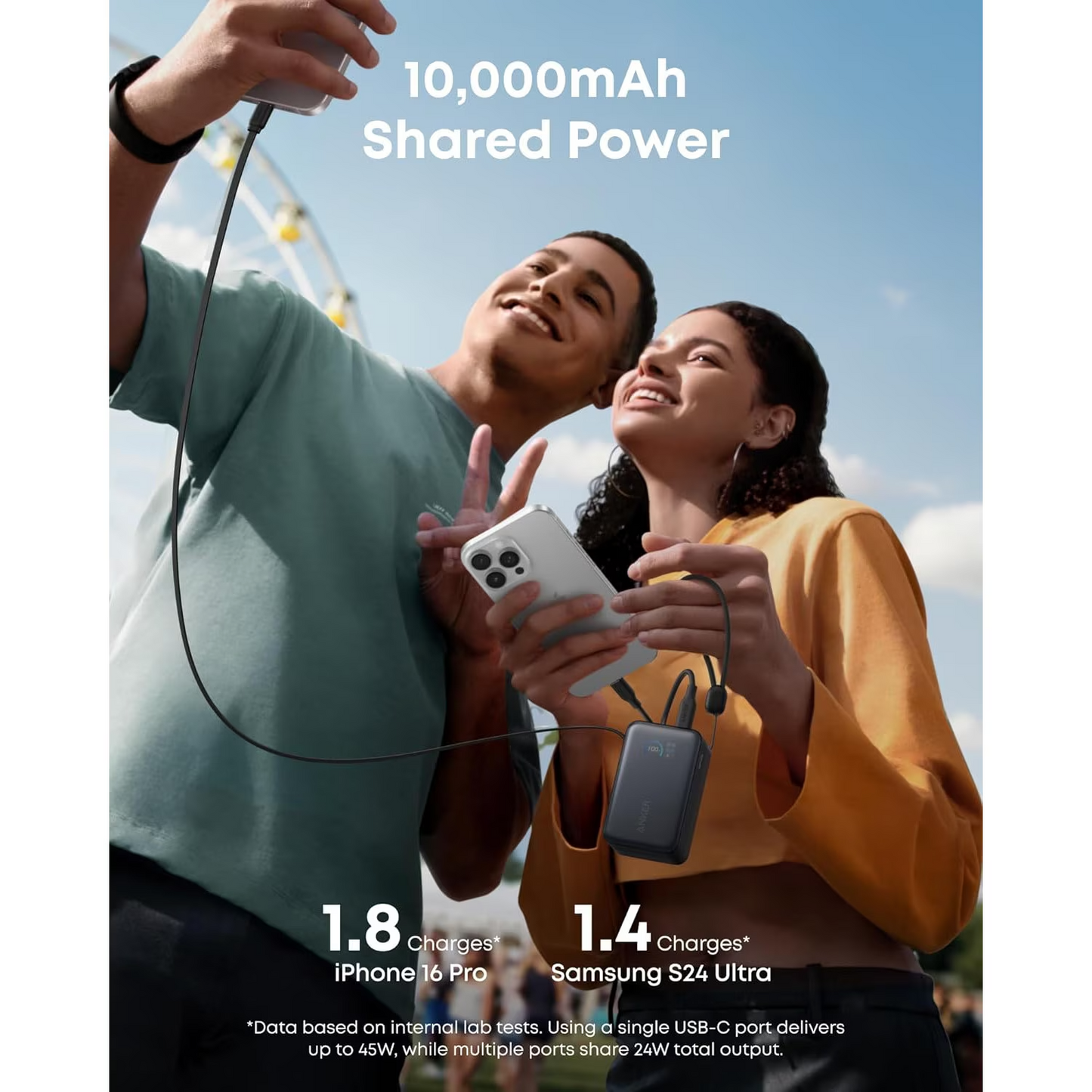 Externí baterie Anker Nano, 10000mAh, 45W, QC + PD, 1 x USB-A - 1 x USB-C, Černá A1638H11