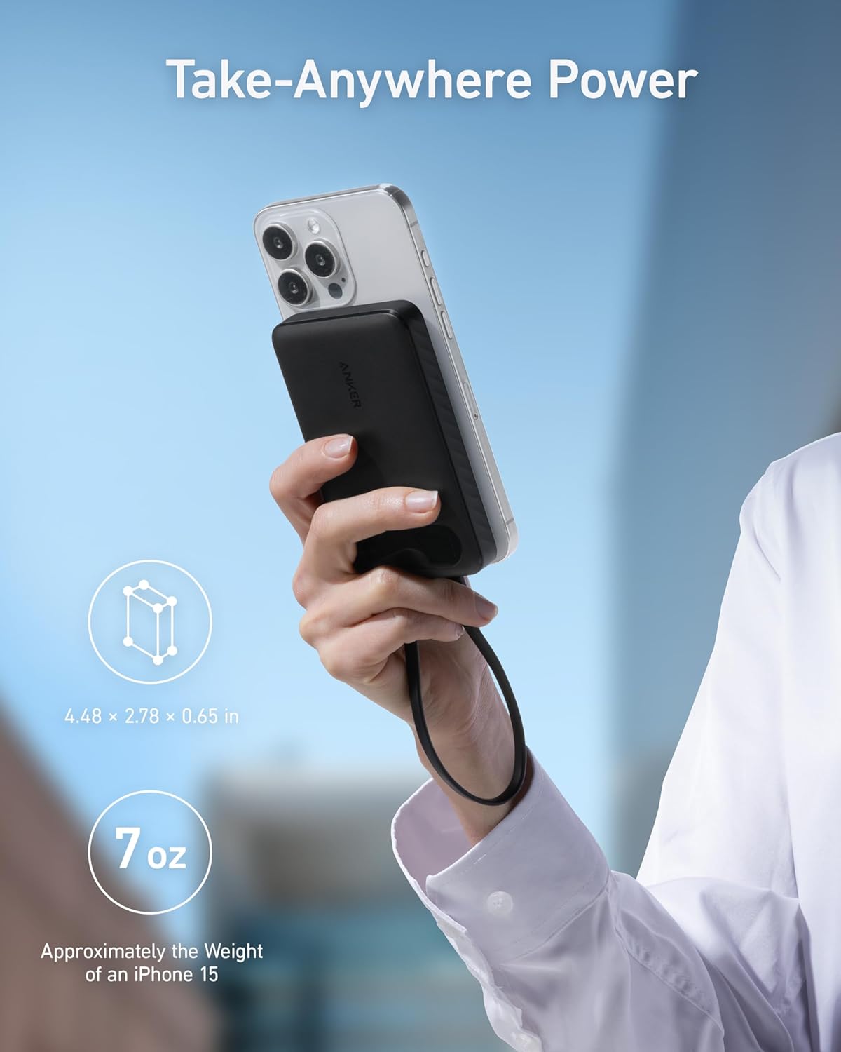 Externí baterie Anker PowerCore, 10000mAh, 22,5W, QC + PD, 1 x USB-A - 2 x USB-C, černá A1257G11