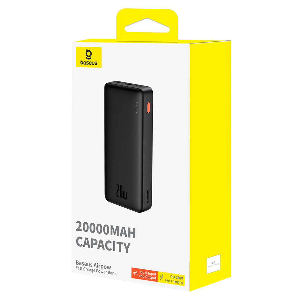 Externí baterie Baseus Airpow, 20000mAh, 20W, QC + PD, 1 x USB-A - 1 x USB-C, Černá P10022804113-00