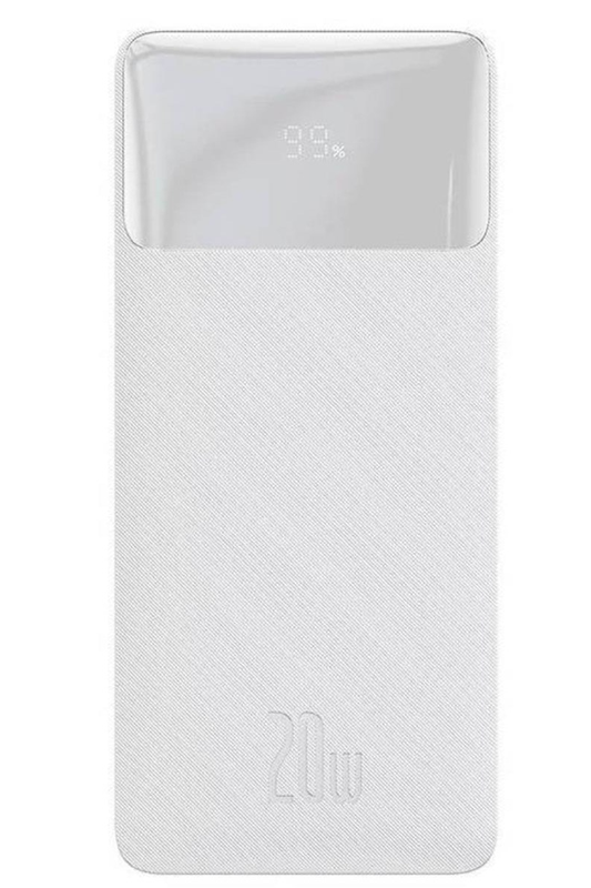 Externí baterie Baseus Bipow, 10000mAh, 20W, QC + PD, 1 x USB-C - 2 x USB-A, Bílá PPBD050502