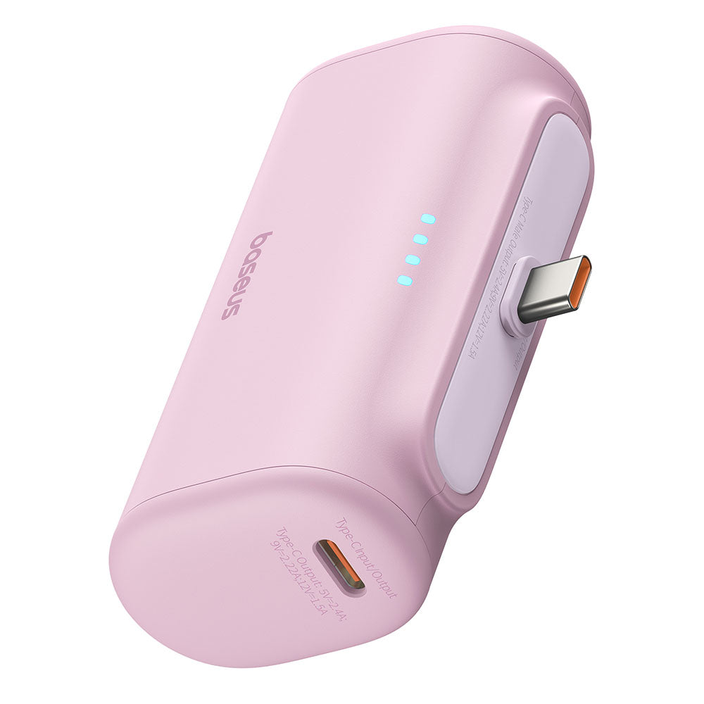 Externí baterie Baseus Compact, 5000mAh, 20W, PD, 2 x USB-C, Růžová P10068306413-00