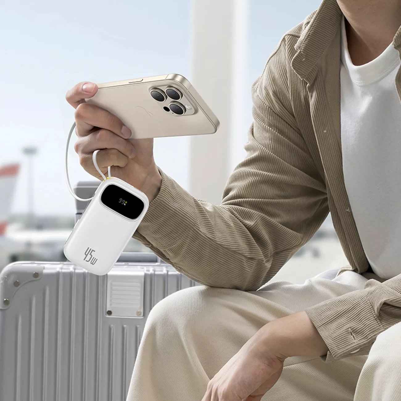 Externí baterie Baseus EnerFill FC31, 20000mAh, 45W, QC + PD, 1 x Lightning - 1 x USB-A - 2 x USB-C, Bílá P10082105213-00
