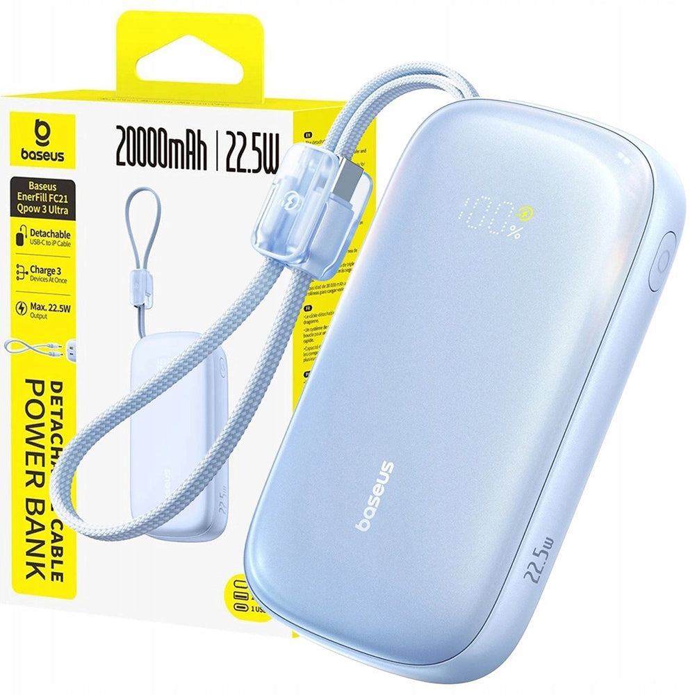 Externí baterie Baseus EnerFill FC21 Qpow 3 Ultra, 10000mAh, 22.5W, QC + PD, 1 x USB-A - 1 x USB-C, Modrá E0027L03