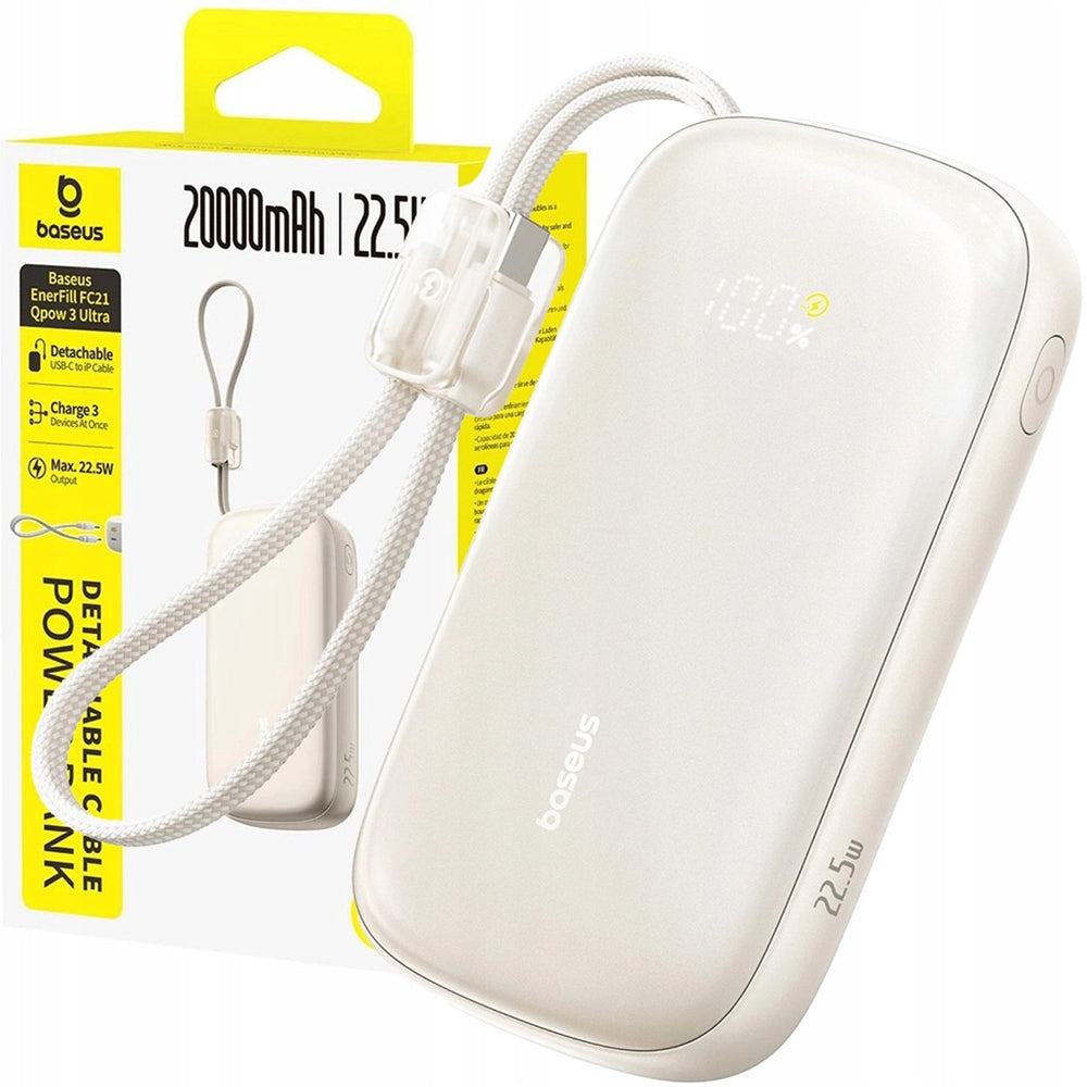 Externí baterie Baseus EnerFill FC21 Qpow 3 Ultra, 10000mAh, 45W, QC + PD, 1 x USB-A - 1 x USB-C, béžová E0027Q01