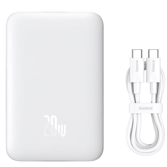 Externí baterie Baseus Magnetic Mini, 10000mAh, 20W, PD + FQI, 1 x USB-C, Bílá P10059001223-00