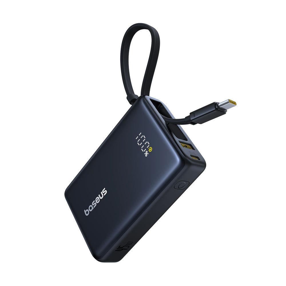 Baseus PicoGo External Battery, 10000mAh, 45W, QC + PD, 1 x USB-A - 2 x USB-C, Black P10076803123-00
