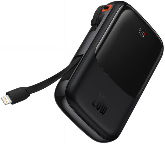 Externí baterie Baseus Qpow Pro, 20000mAh, 20W, QC + PD, 1 x Lightning - 1 x USB-A - 1 x USB-C, Černá PPQD060201