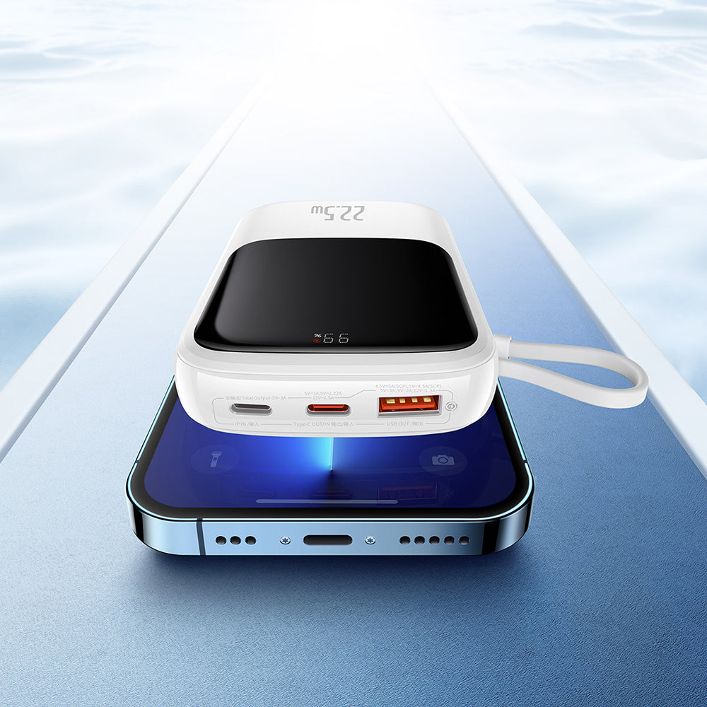 Externí baterie Baseus Qpow Pro, 10000mAh, 22.5W, QC + PD, 1 x USB-A - 2 x USB-C, Bílá PPQD020102