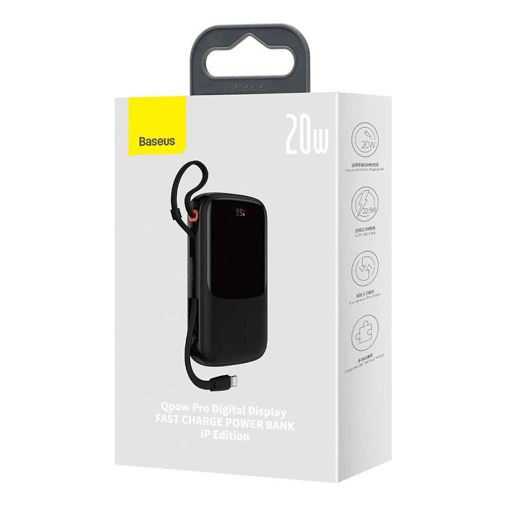 Externí baterie Baseus Qpow Pro, 20000mAh, 20W, QC + PD, 1 x Lightning - 1 x USB-A - 1 x USB-C, Fialová PPQD030005