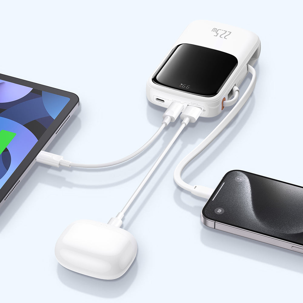 Externí baterie Baseus Qpow Pro+, 10000mAh, 22.5W, QC + PD, 1 x USB-A - 2 x USB-C, Bílá P10067101213-00