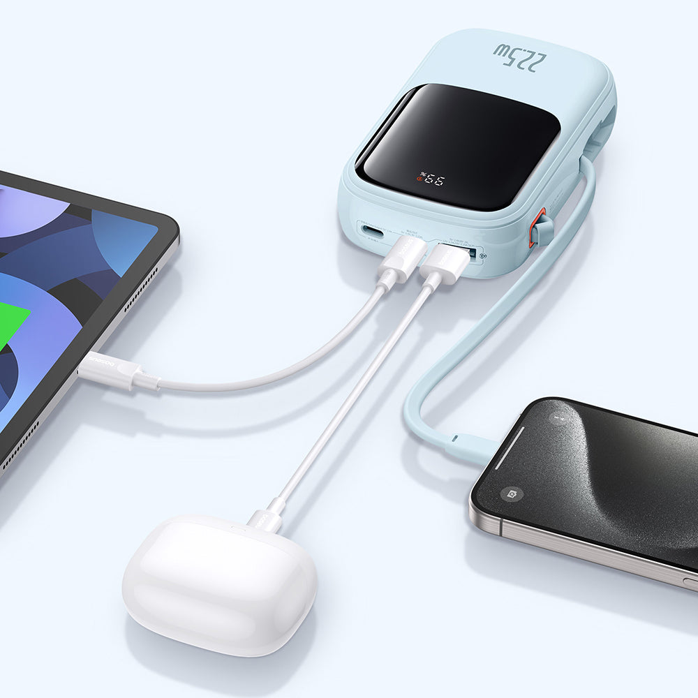 Baseus Qpow Pro+ External Battery, 20000mAh, 22.5W, QC + PD, 1 x USB-A - 2 x USB-C, Blue P10067103313-00