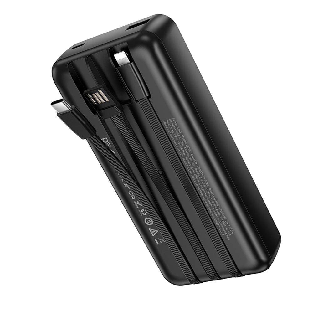 Externí baterie Borofone BJ79 Clever, 20000mAh, 10W, 1 x Lightning - 1 x USB-A - 1 x USB-C, černá.
