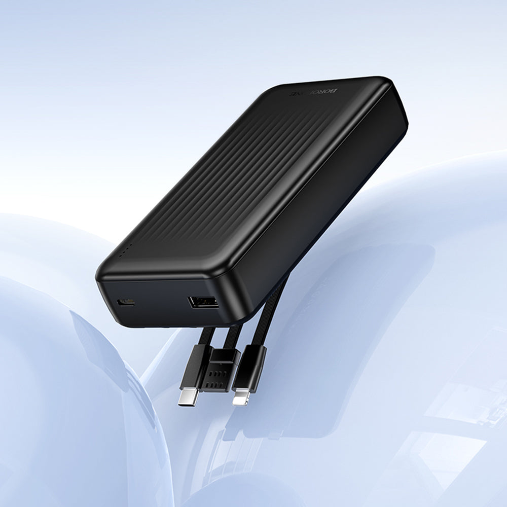 Externí baterie Borofone BJ79 Clever, 20000mAh, 10W, 1 x Lightning - 1 x USB-A - 1 x USB-C, černá.