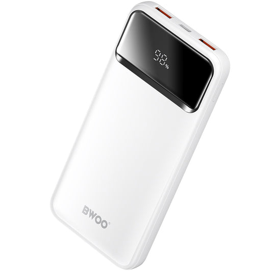 Externí baterie BWOO BO-P34, 10000mAh, 22,5W, QC + PD, 1 x USB-C - 2 x USB-A, bílá