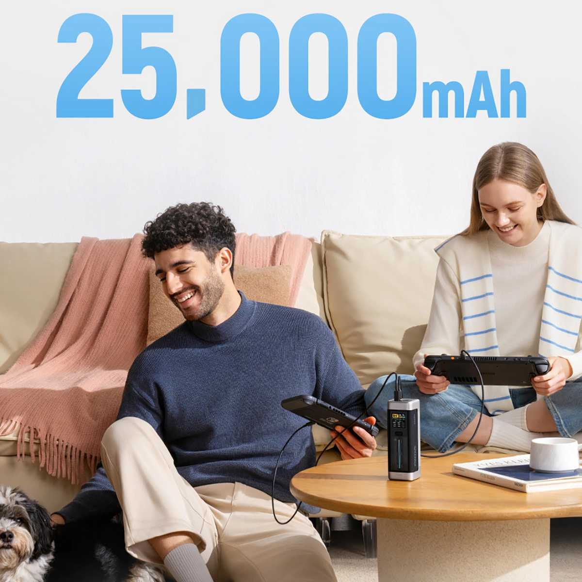 Externí baterie Cuktech, 25000mAh, 210W, QC + PD, 1 x USB-A - 2 x USB-C, Černá CUK00P23GLBK