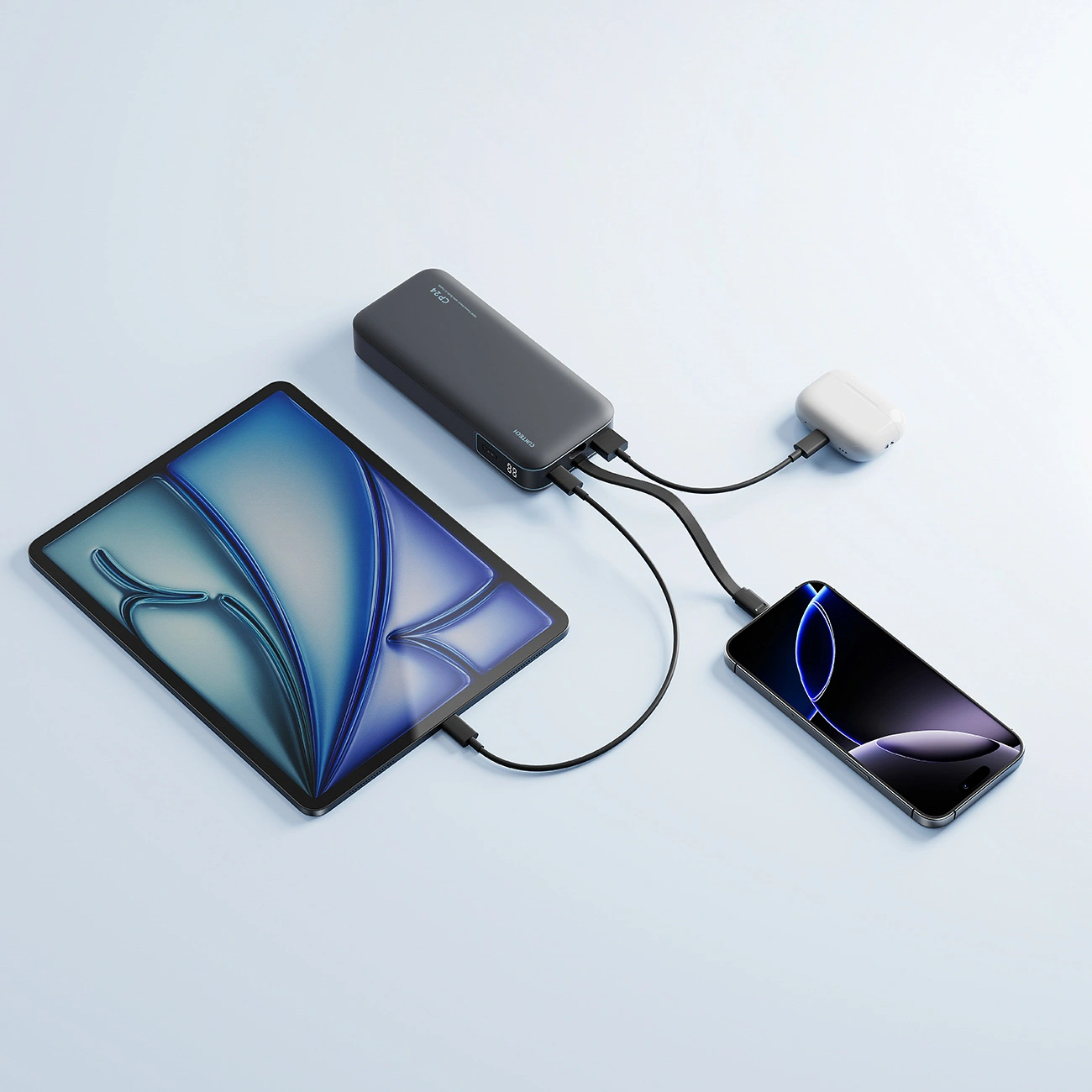 Externí baterie Cuktech LPB200N, 20000mAh, 40W, QC + PD, 1 x USB-A - 2 x USB-C, černá