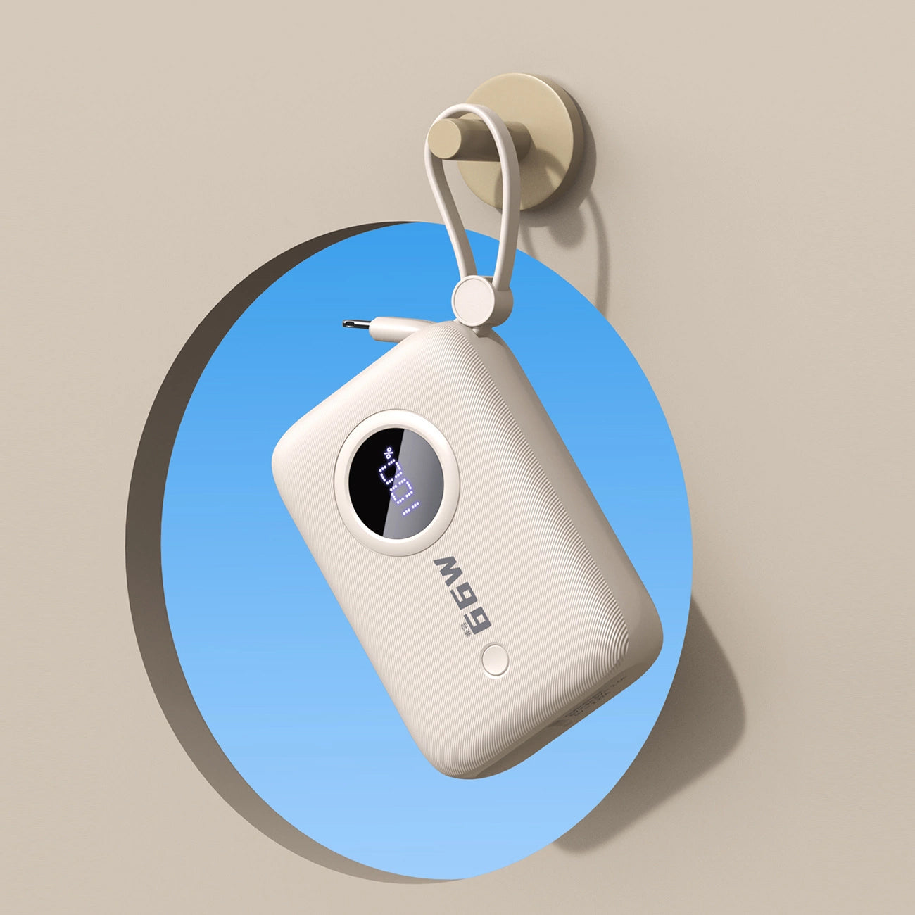 Externí baterie Dudao K14, 10000mAh, 22.5W, QC + PD, 1 x Lightning - 1 x USB-A - 2 x USB-C, Béžová