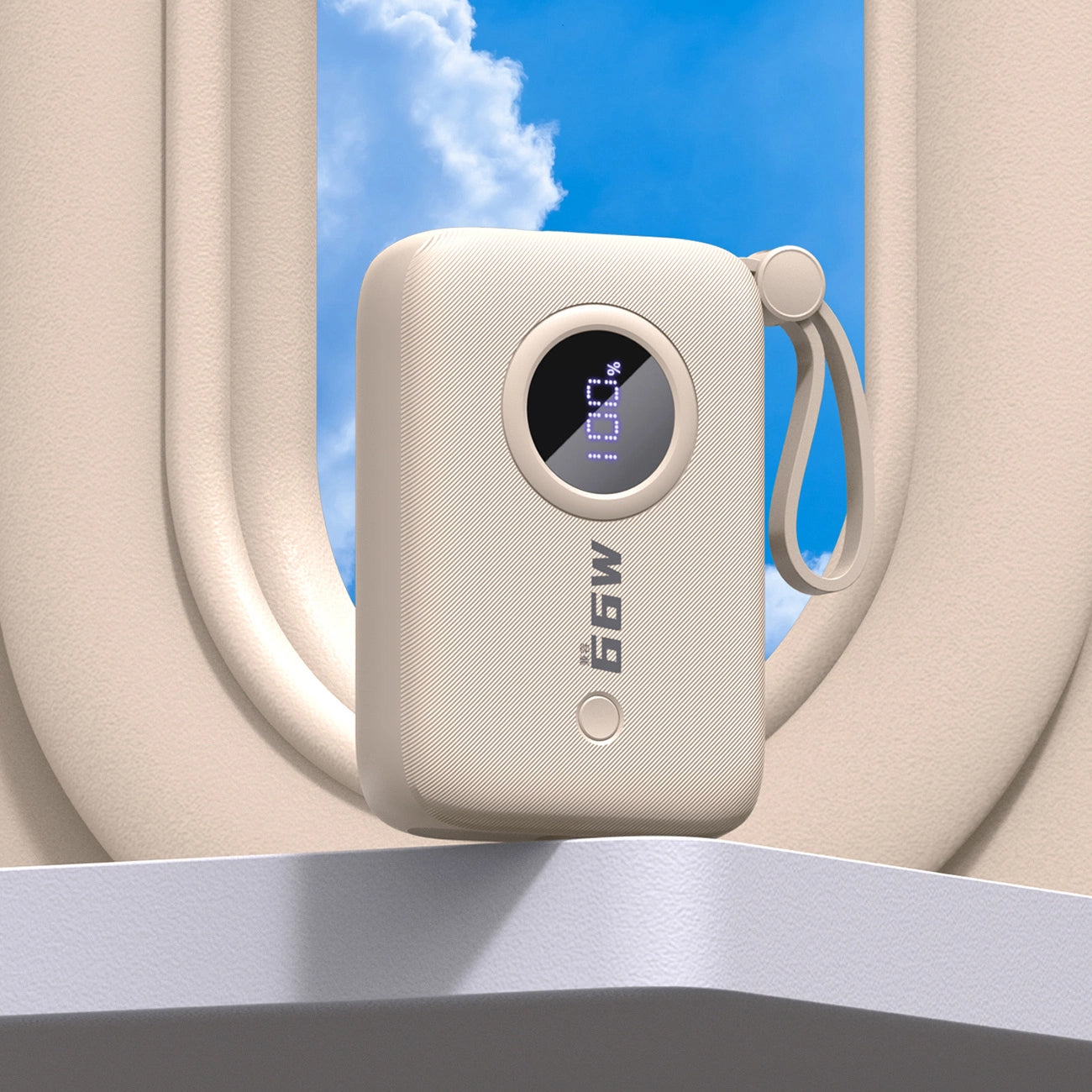 Externí baterie Dudao K14, 10000mAh, 22.5W, QC + PD, 1 x Lightning - 1 x USB-A - 2 x USB-C, Béžová