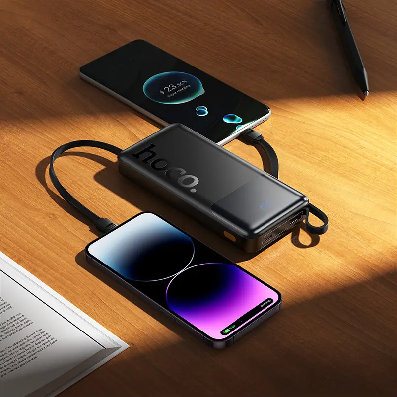 Externí baterie HOCO J156 Founder, 10000mAh, 22.5W, QC + PD, 1 x Lightning - 1 x microUSB - 1 x USB-A - 2 x USB-C, černá