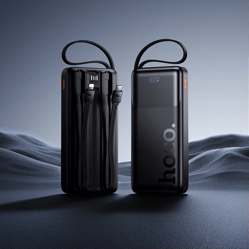 Externí baterie HOCO J156 Founder, 10000mAh, 22.5W, QC + PD, 1 x Lightning - 1 x microUSB - 1 x USB-A - 2 x USB-C, černá