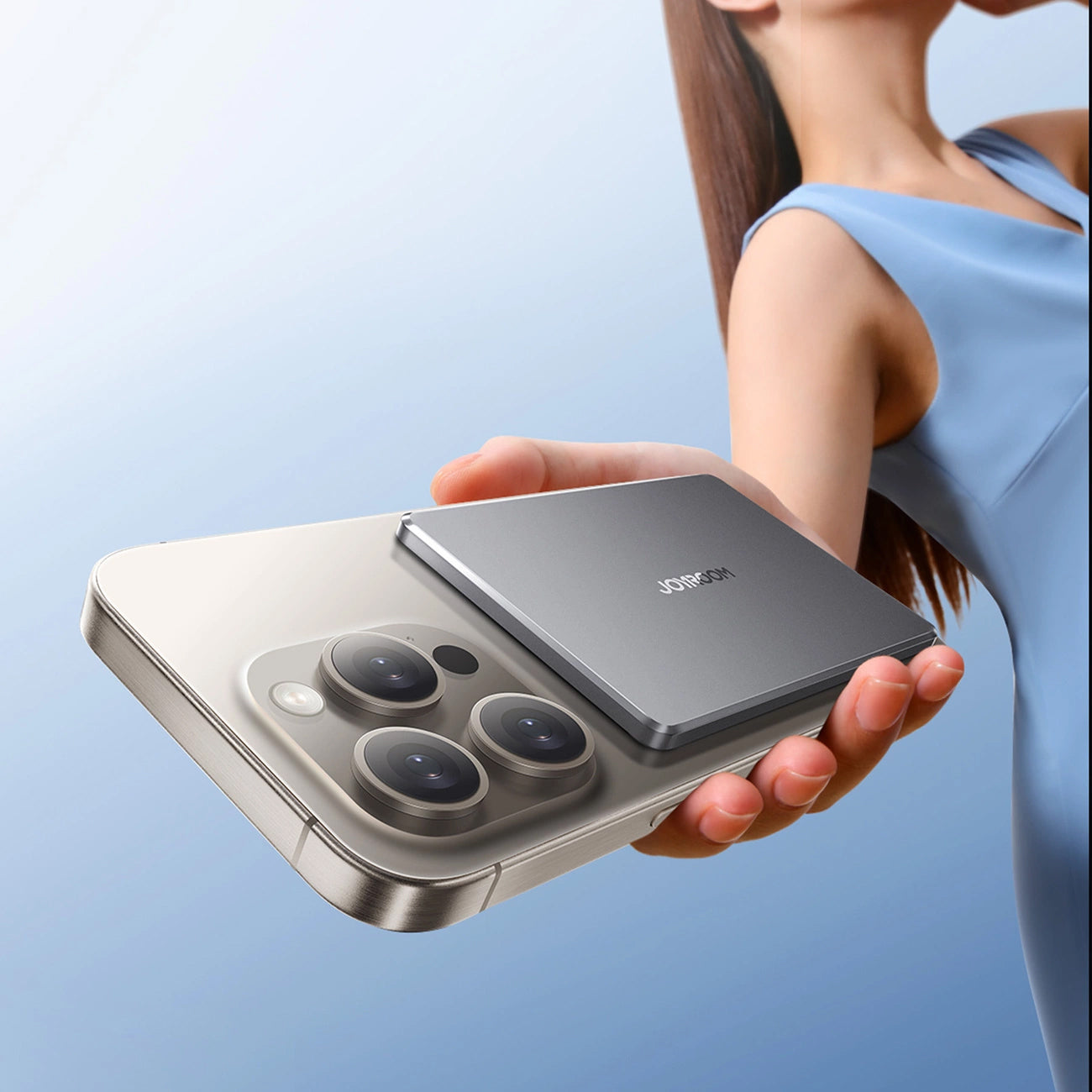 Externí bezdrátová baterie Joyroom JR-PBM08, 5000mAh, 20W, PD + FQI, 1 x QI - 1 x USB-C, šedá