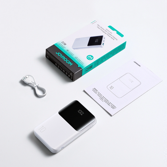 Externí baterie Joyroom JR-QP191, 10000mAh, 22.5W, QC + PD, 1 x USB-A - 2 x USB-C, Bílá