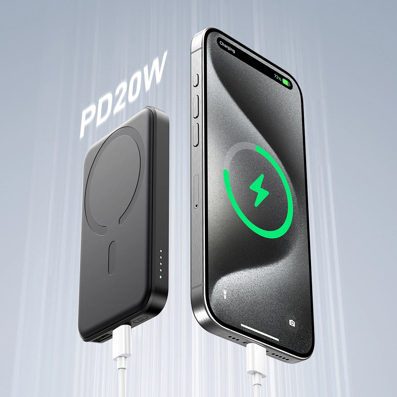 Bezdrátová externí baterie Joyroom JR-W020 Mini, 5000mAh, 20W, QC + PD + FQI, 1 x QI - 1 x USB-A - 1 x USB-C, Černá