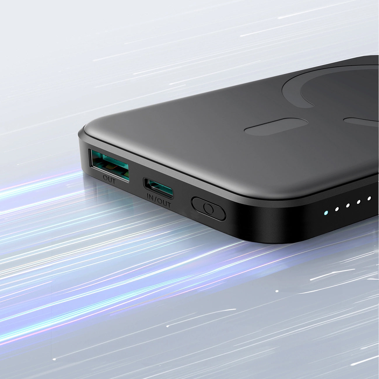 Bezdrátová externí baterie Joyroom JR-W020 Mini, 5000mAh, 20W, QC + PD + FQI, 1 x QI - 1 x USB-A - 1 x USB-C, Černá
