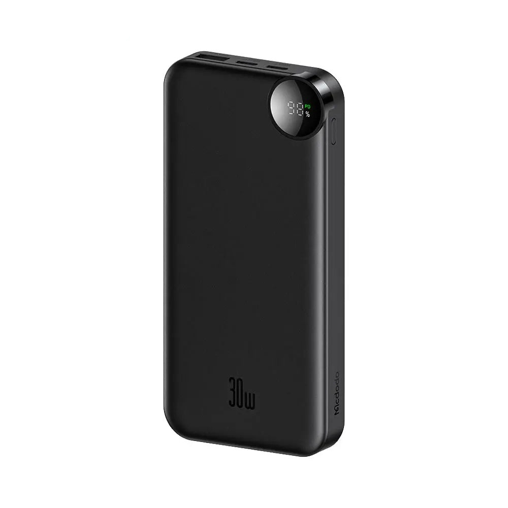 Externí baterie McDodo MC-3850 Display, 10000mAh, 30W, QC + PD, 1 x USB-A - 2 x USB-C, Černá