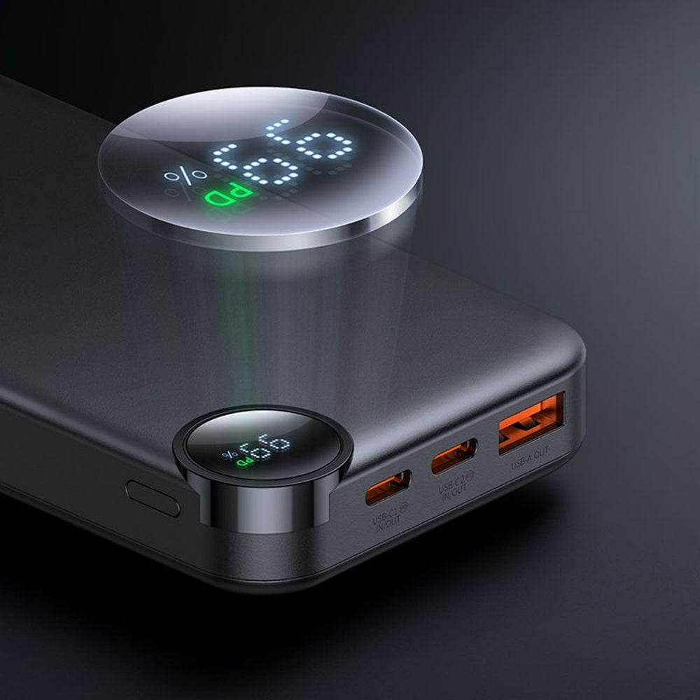 Externí baterie McDodo MC-3850 Display, 10000mAh, 30W, QC + PD, 1 x USB-A - 2 x USB-C, Černá
